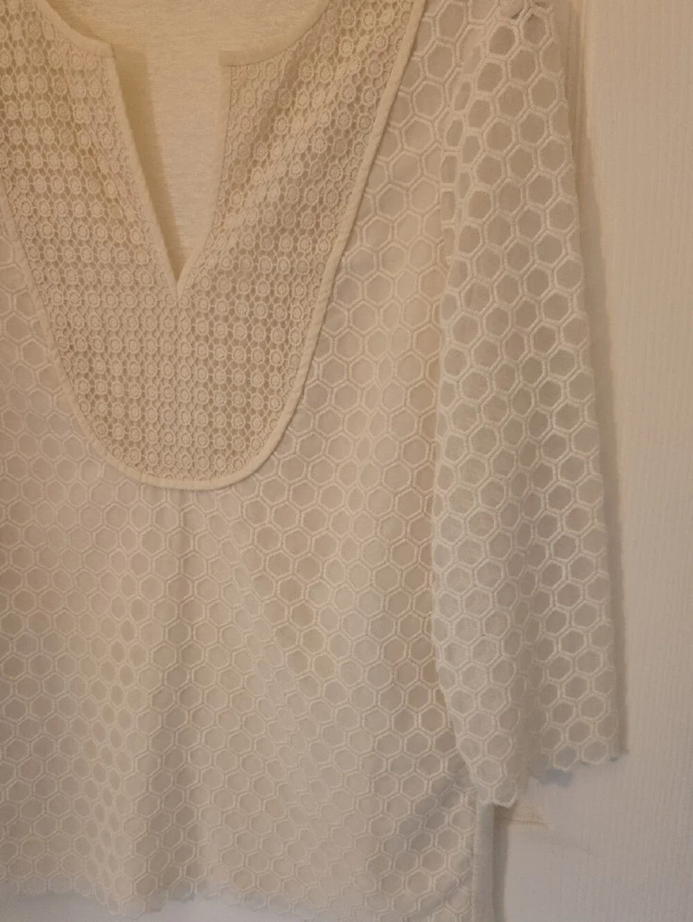 Tory Burch Women's Cream Crochet Tunic Top